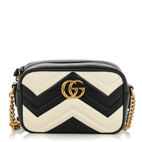 gucci calfskin matelasse mini gg marmont bag black white|Gucci Marmont mini crossbody bag.